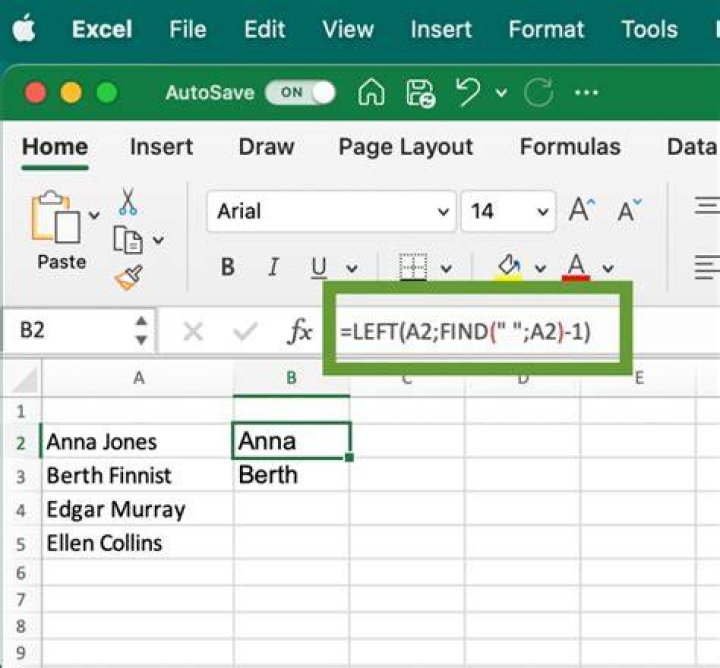 How do I extract a name from a cell in Excel?