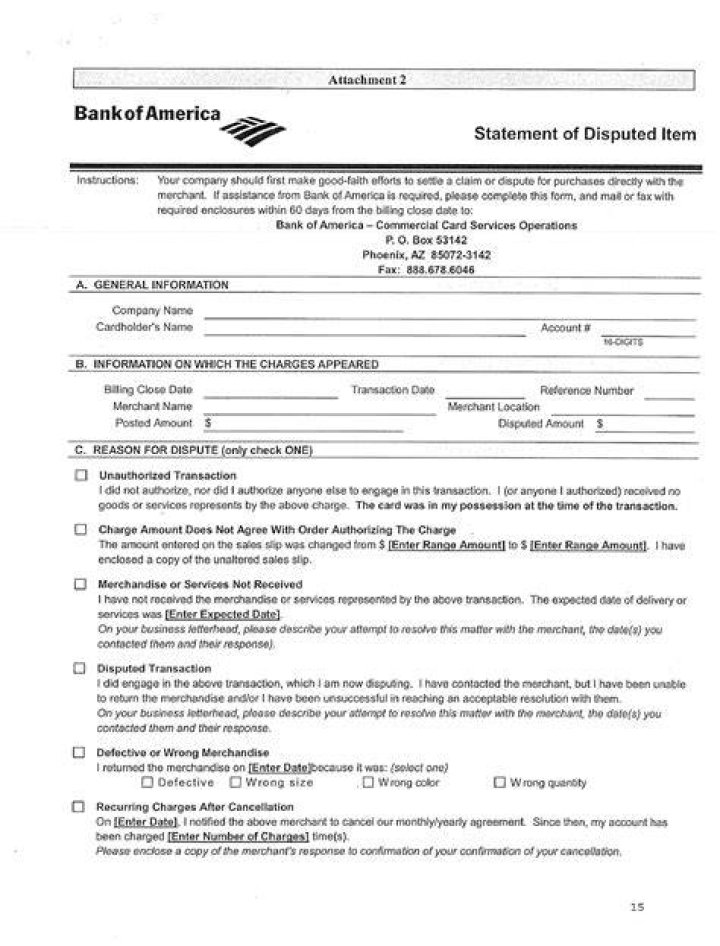 How do I file a dispute with Bank of America?