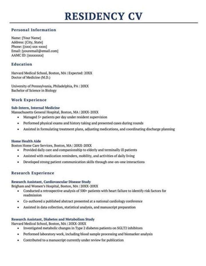 How do I write residency on my CV?