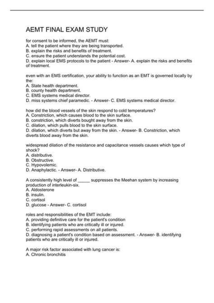 How many questions are on the AEMT exam?