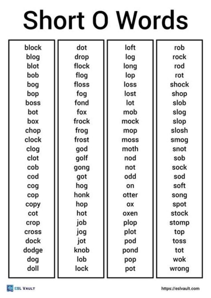 What are some short o words?
