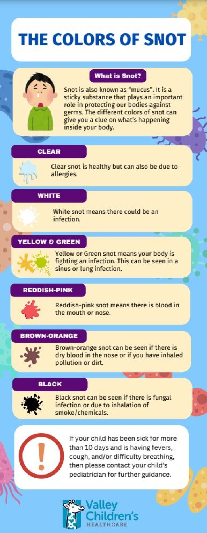 What does yellow snot mean in babies?
