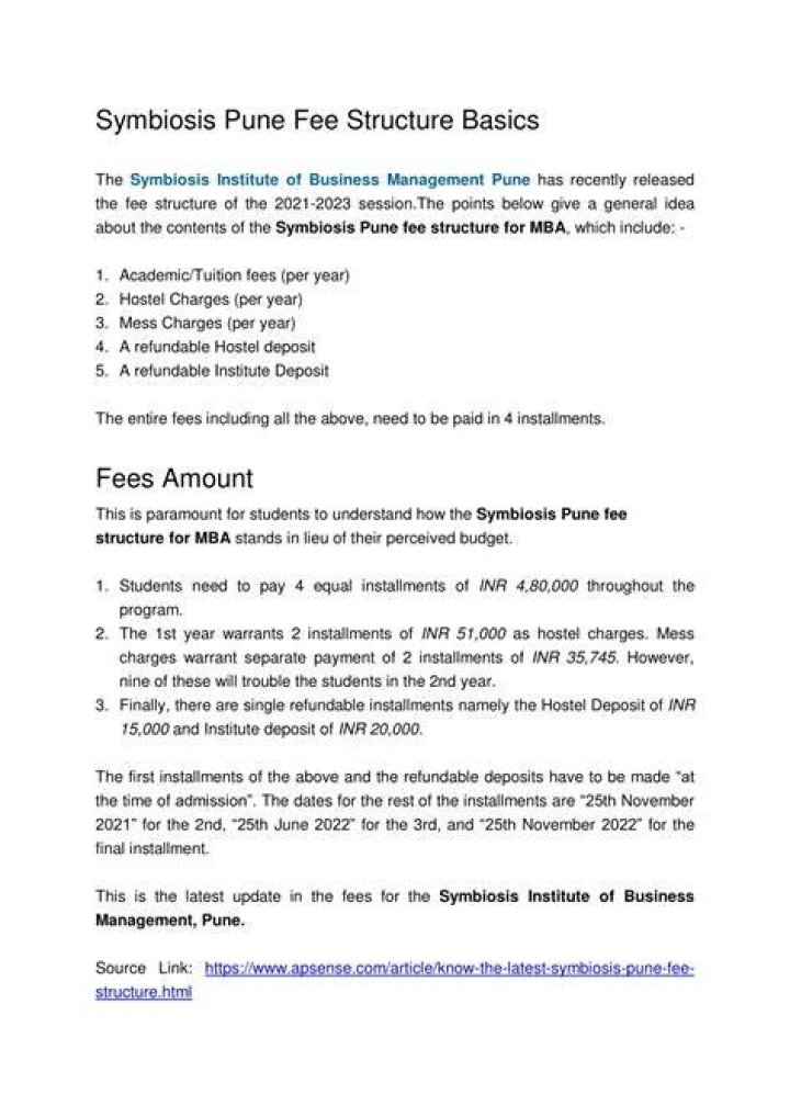 What is the fee structure of Symbiosis Pune?